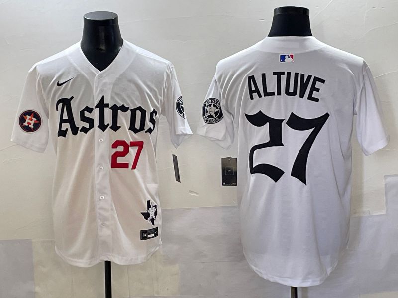 Men 2025 Houston Astros #27 Altuve White Five generations Joint Name Nike MLB Jersey style 7->houston astros->MLB Jersey
